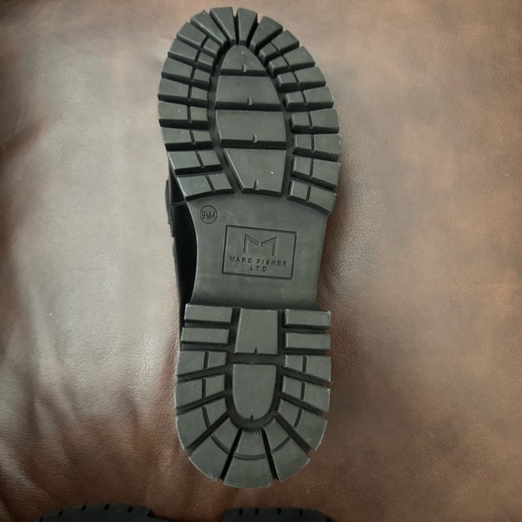 Marc Fisher Wilmer Platform Leather Horse Bit Loafer Black Chunky Sole Size 9.5 - Picture 9 of 11